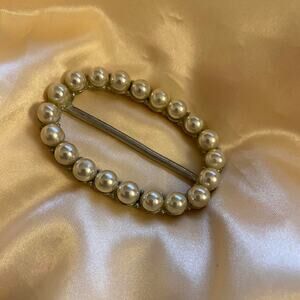 Vintage Silver pearl belt buckle, add a touch of glamour to your outfit